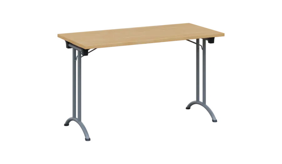 SLA 125 lak skládací jednací stůl 1250x600, deska 25 mm, podnož stříbrný lak, deska javor horský